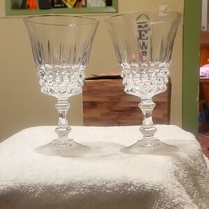 W.M. Dalton French crystal wine glasses 6" tall set of 2.